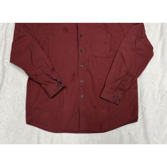 LL BEAN Flannel Button Down Shirt Mens Size Large L-REG Red & Black Houndstooth - Picture 4 of 12